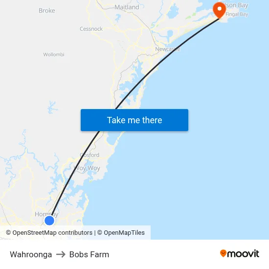Wahroonga to Bobs Farm map
