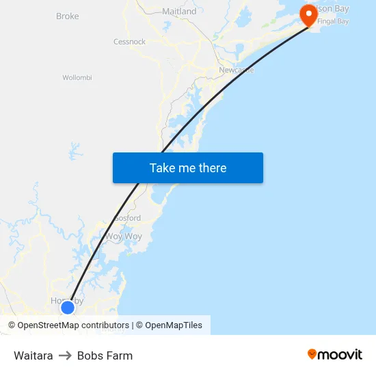Waitara to Bobs Farm map