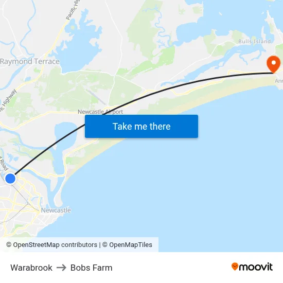 Warabrook to Bobs Farm map