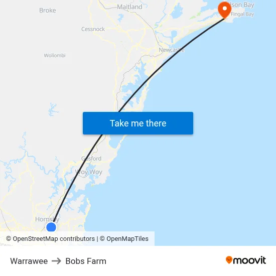 Warrawee to Bobs Farm map