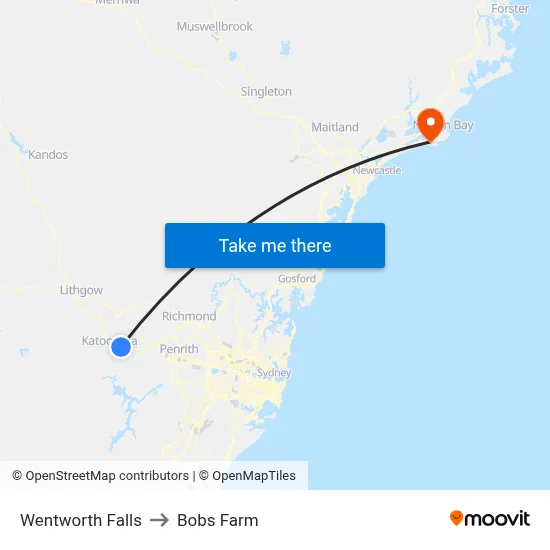 Wentworth Falls to Bobs Farm map