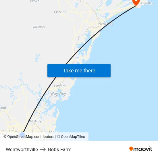 Wentworthville to Bobs Farm map