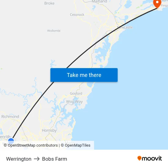 Werrington to Bobs Farm map