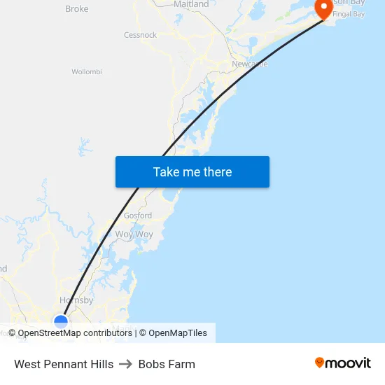 West Pennant Hills to Bobs Farm map