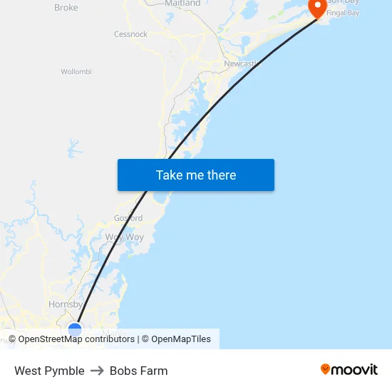 West Pymble to Bobs Farm map