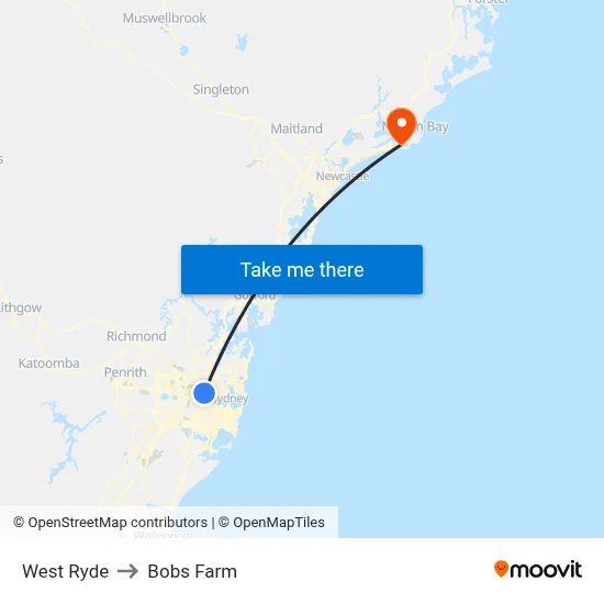 West Ryde to Bobs Farm map