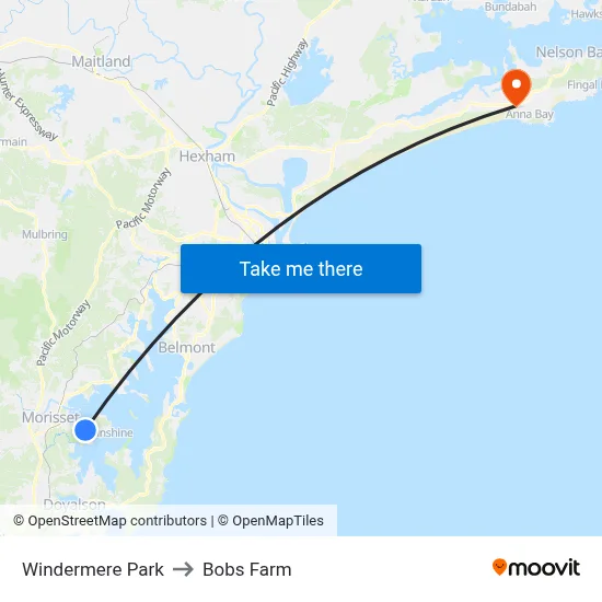 Windermere Park to Bobs Farm map