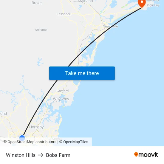 Winston Hills to Bobs Farm map