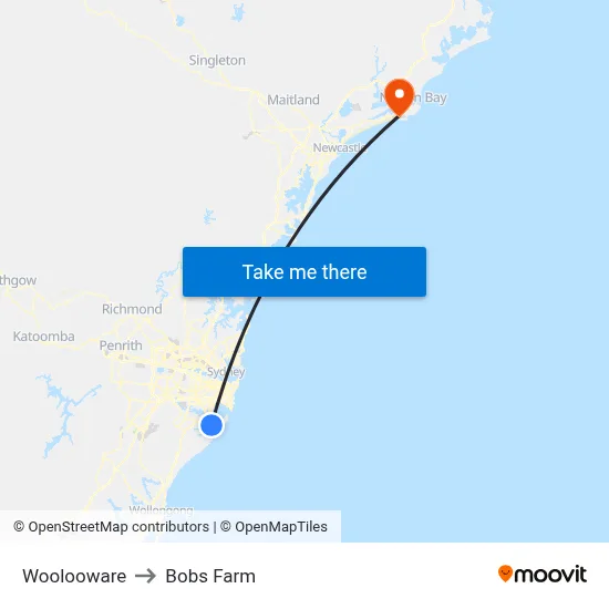 Woolooware to Bobs Farm map