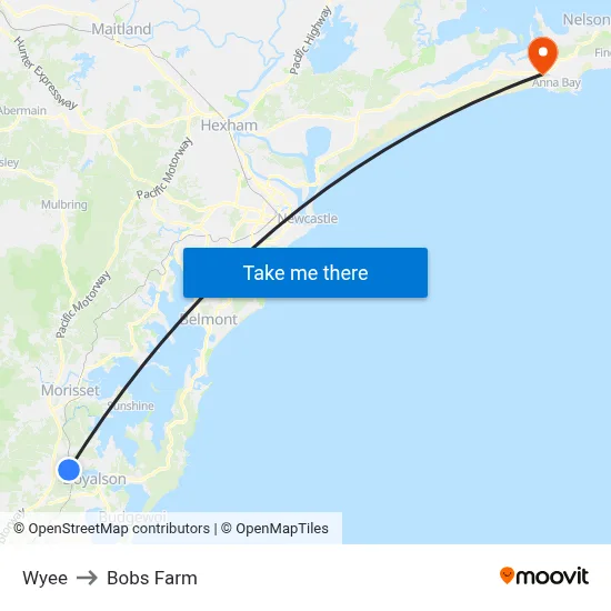 Wyee to Bobs Farm map