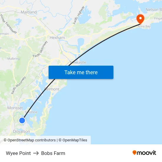 Wyee Point to Bobs Farm map