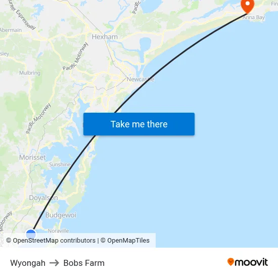 Wyongah to Bobs Farm map