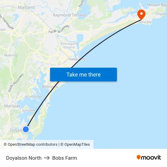 Doyalson North to Bobs Farm map