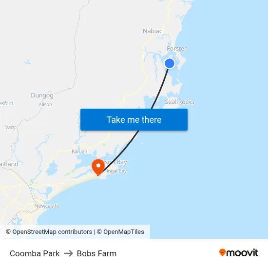 Coomba Park to Bobs Farm map