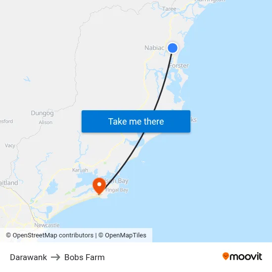 Darawank to Bobs Farm map