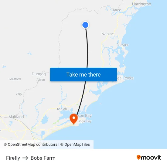 Firefly to Bobs Farm map