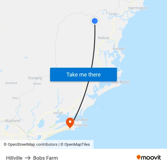 Hillville to Bobs Farm map