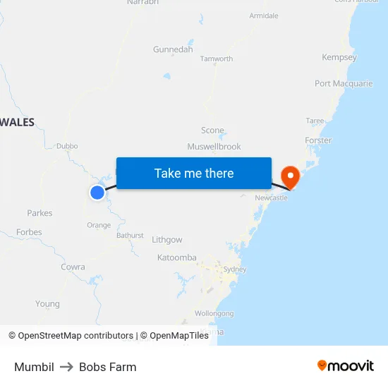 Mumbil to Bobs Farm map