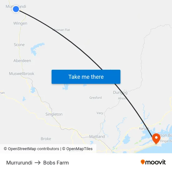 Murrurundi to Bobs Farm map
