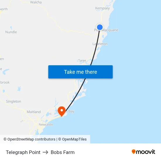 Telegraph Point to Bobs Farm map