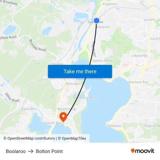 Boolaroo to Bolton Point map