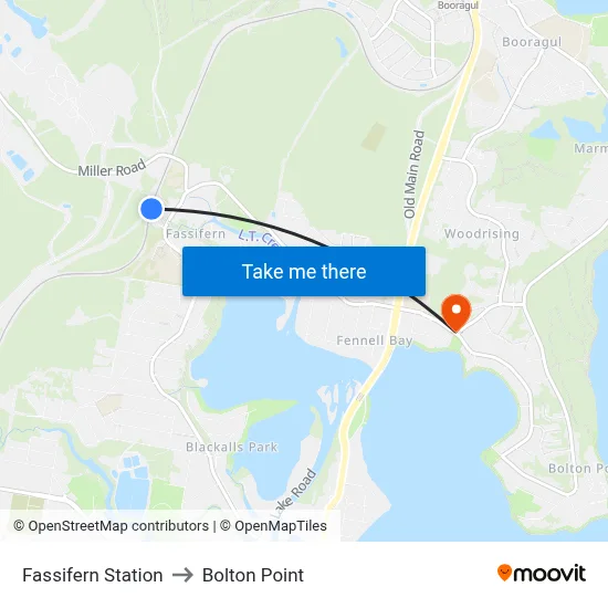 Fassifern Station to Bolton Point map