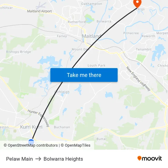 Pelaw Main to Bolwarra Heights map