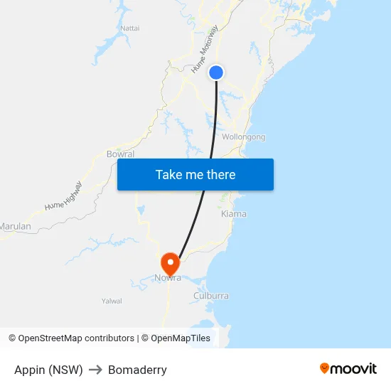 Appin (NSW) to Bomaderry map