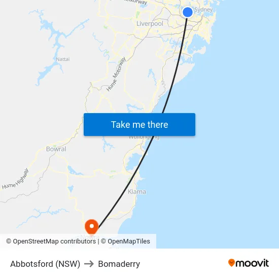 Abbotsford (NSW) to Bomaderry map