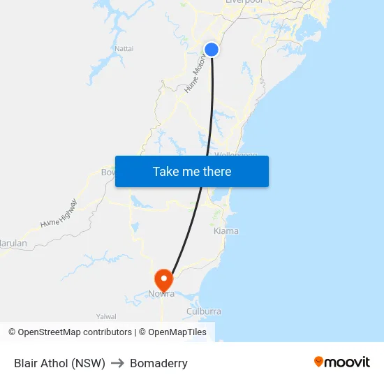 Blair Athol (NSW) to Bomaderry map