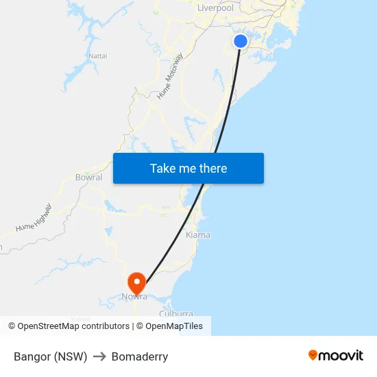 Bangor (NSW) to Bomaderry map