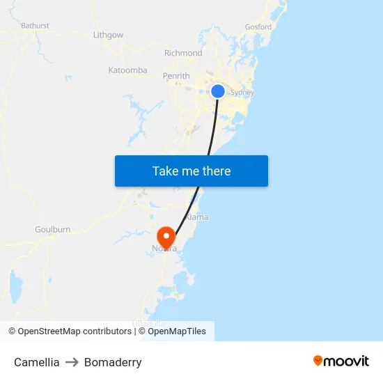 Camellia to Bomaderry map