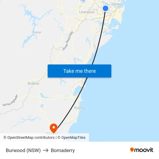 Burwood (NSW) to Bomaderry map