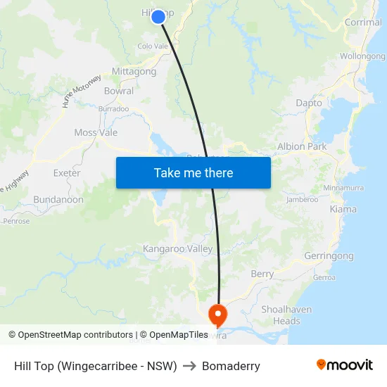 Hill Top (Wingecarribee - NSW) to Bomaderry map