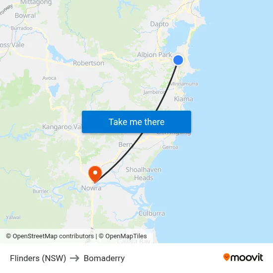 Flinders (NSW) to Bomaderry map