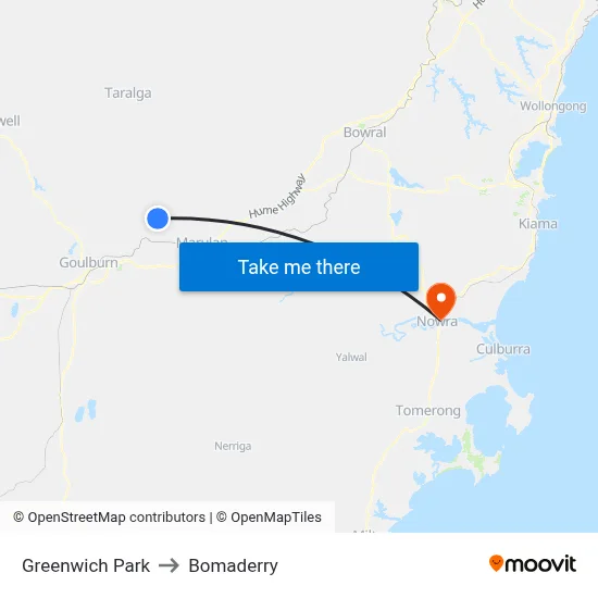 Greenwich Park to Bomaderry map
