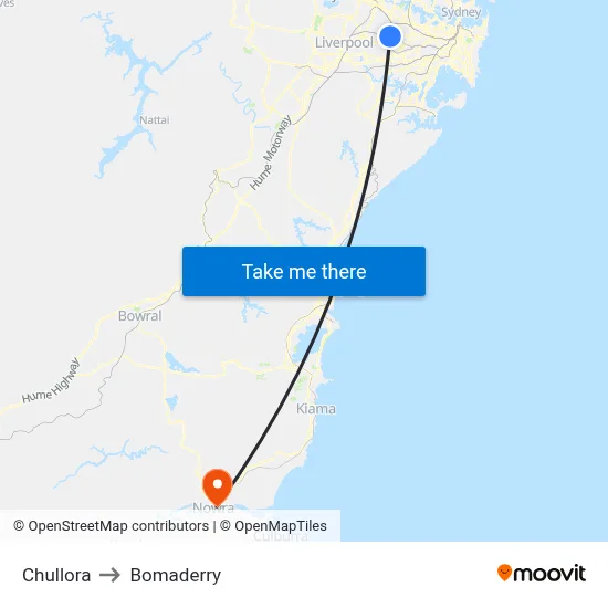 Chullora to Bomaderry map
