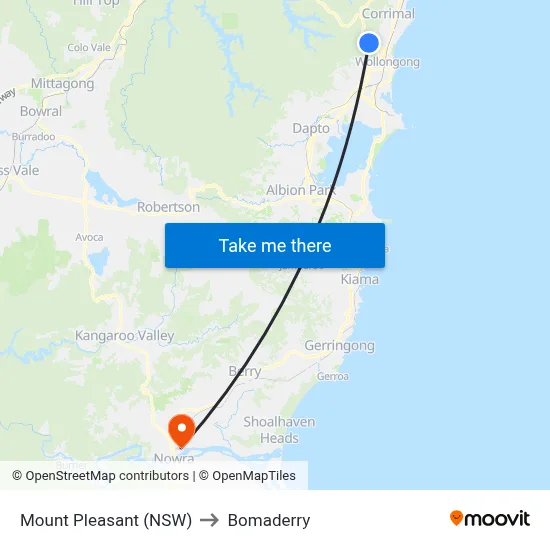 Mount Pleasant (NSW) to Bomaderry map