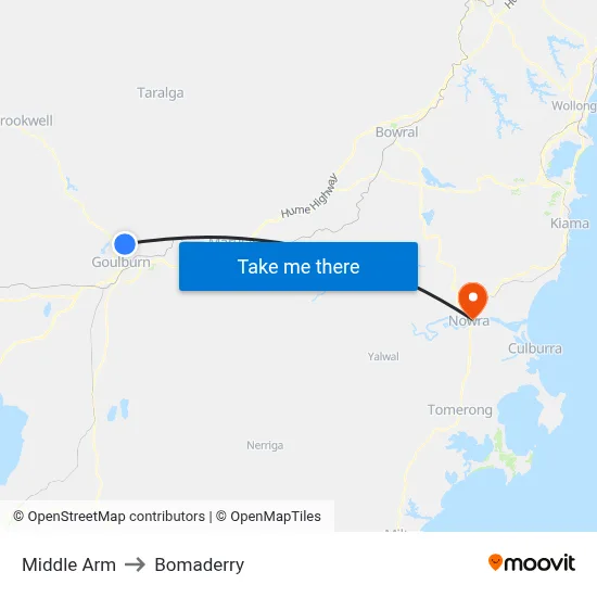 Middle Arm to Bomaderry map