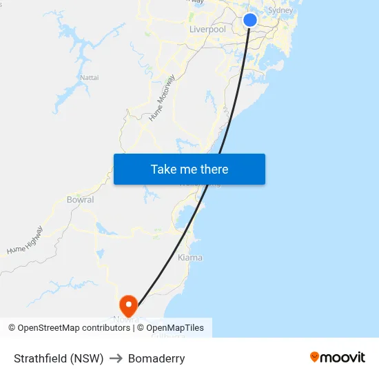 Strathfield (NSW) to Bomaderry map