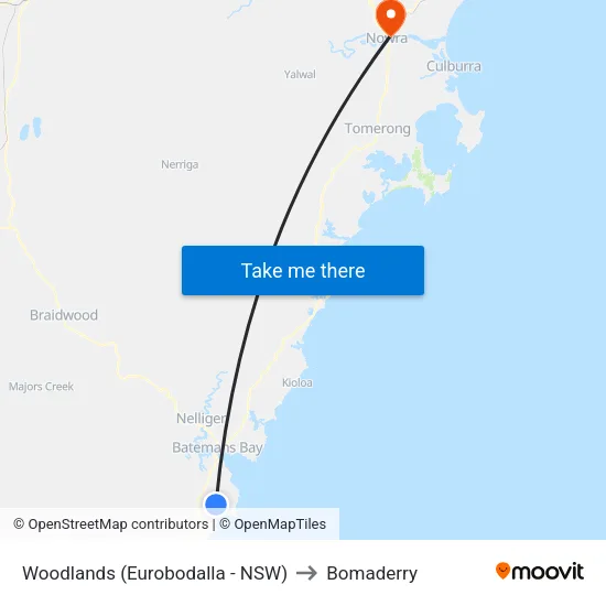 Woodlands (Eurobodalla - NSW) to Bomaderry map