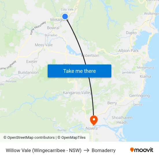 Willow Vale (Wingecarribee - NSW) to Bomaderry map
