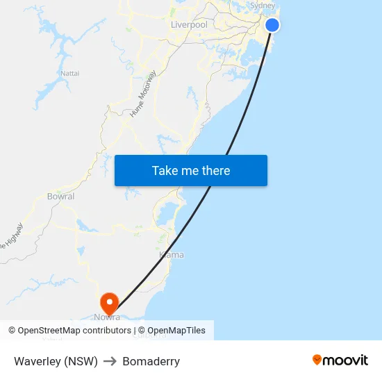 Waverley (NSW) to Bomaderry map