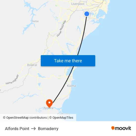 Alfords Point to Bomaderry map
