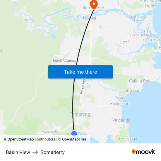 Basin View to Bomaderry map