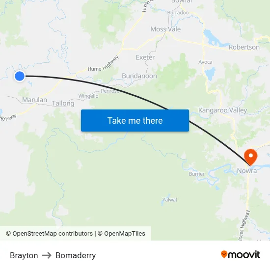 Brayton to Bomaderry map