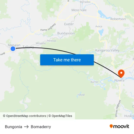 Bungonia to Bomaderry map