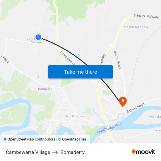 Cambewarra Village to Bomaderry map