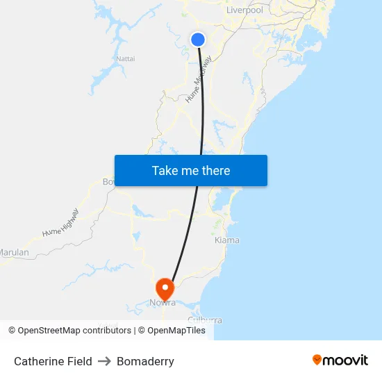 Catherine Field to Bomaderry map
