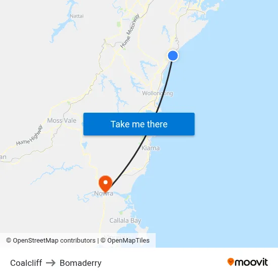 Coalcliff to Bomaderry map